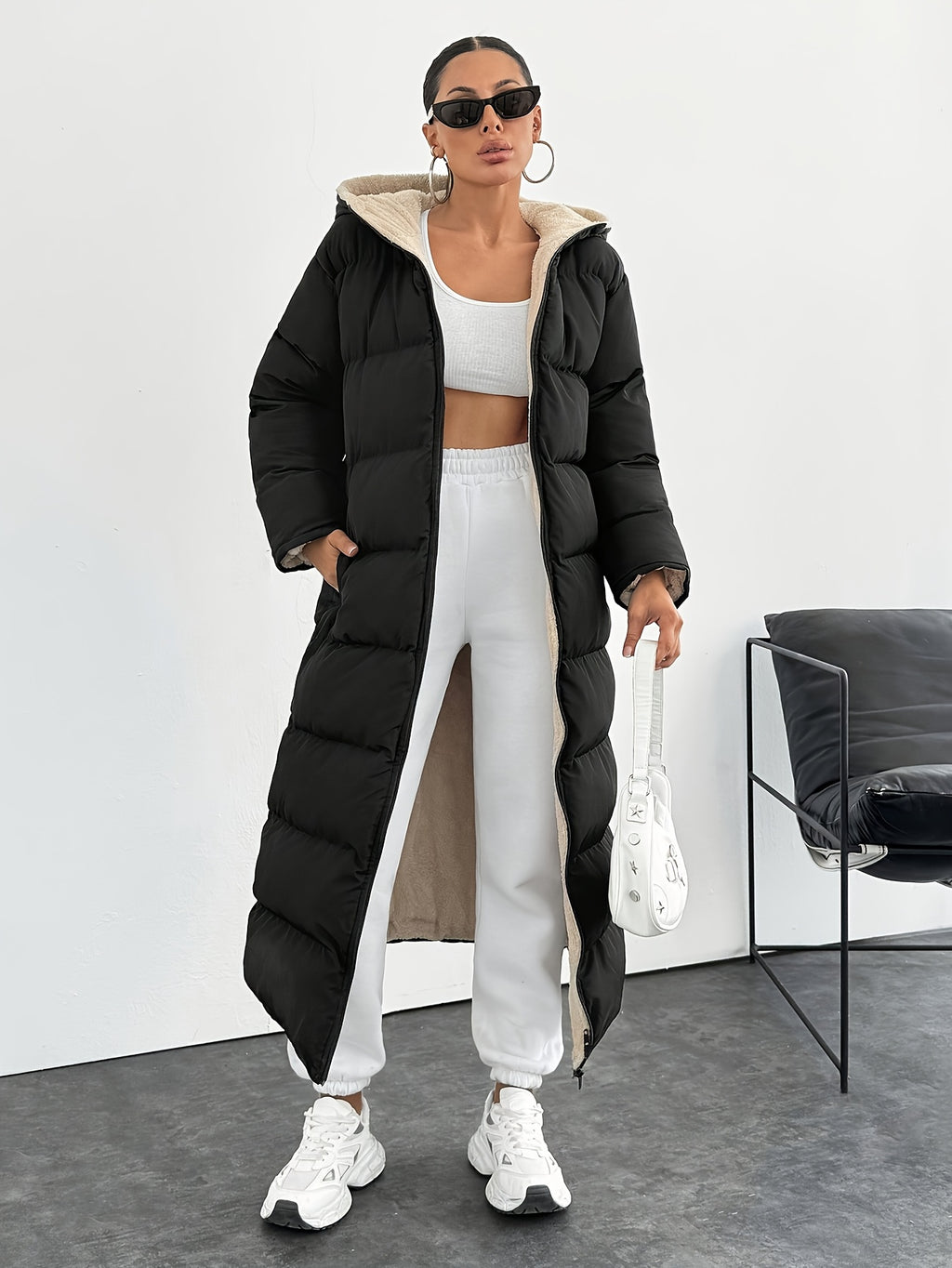 Fashionable and Elegant Thick Coat - Black