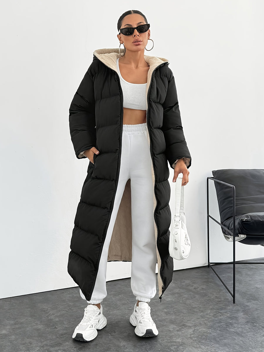 Fashionable and Elegant Thick Coat - Black