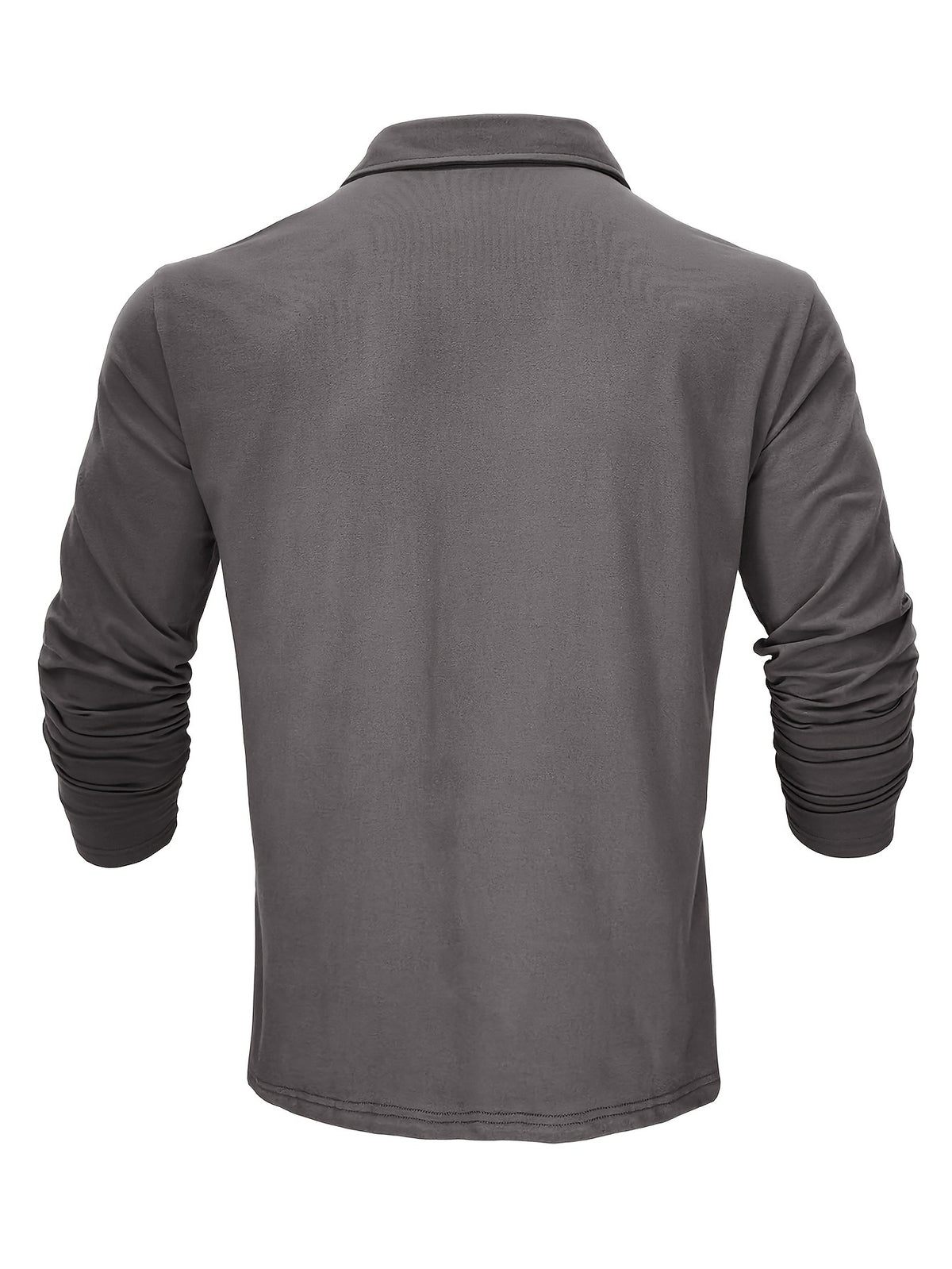 New Style Lapel European And American Style Men'S T-Shirt, Solid Color, Cross-Border Foreign Trade Men'S Long-Sleeve Polo Shirt - Dark Gray
