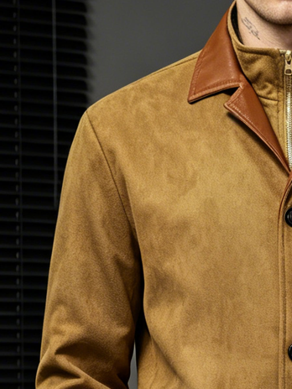 Men'S Retro Color-Block Lapel Jacket, Contrast Trim 3-Button Double Pocket Coat, Business Casual All-Season Outerwear (Free Gloves) P - Coffee Color