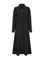 Women'S Fashion Long Shirt Dress, Dress - Black