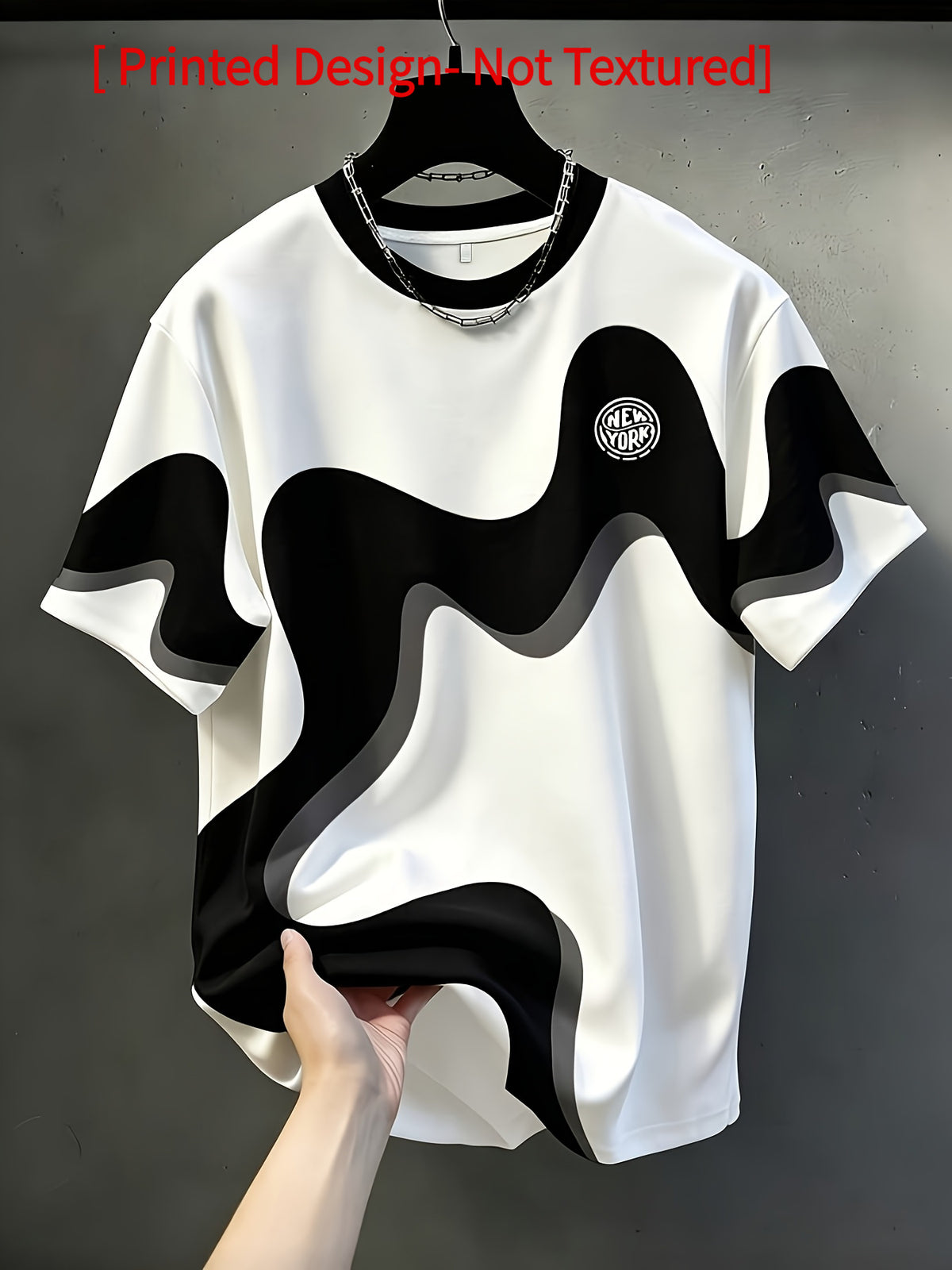 Men's Casual Crew Neck T-Shirt, Striped Design, "NEWYORK" Word Graphic, Draping Fashion Top, Breathable Regular Fit for Daily and Formal Wear - Crew Neck Casual Top, Comfortable to Wear, Gift for Teens and Adults, Outdoor Activities, Sporty Style - Mixed colors