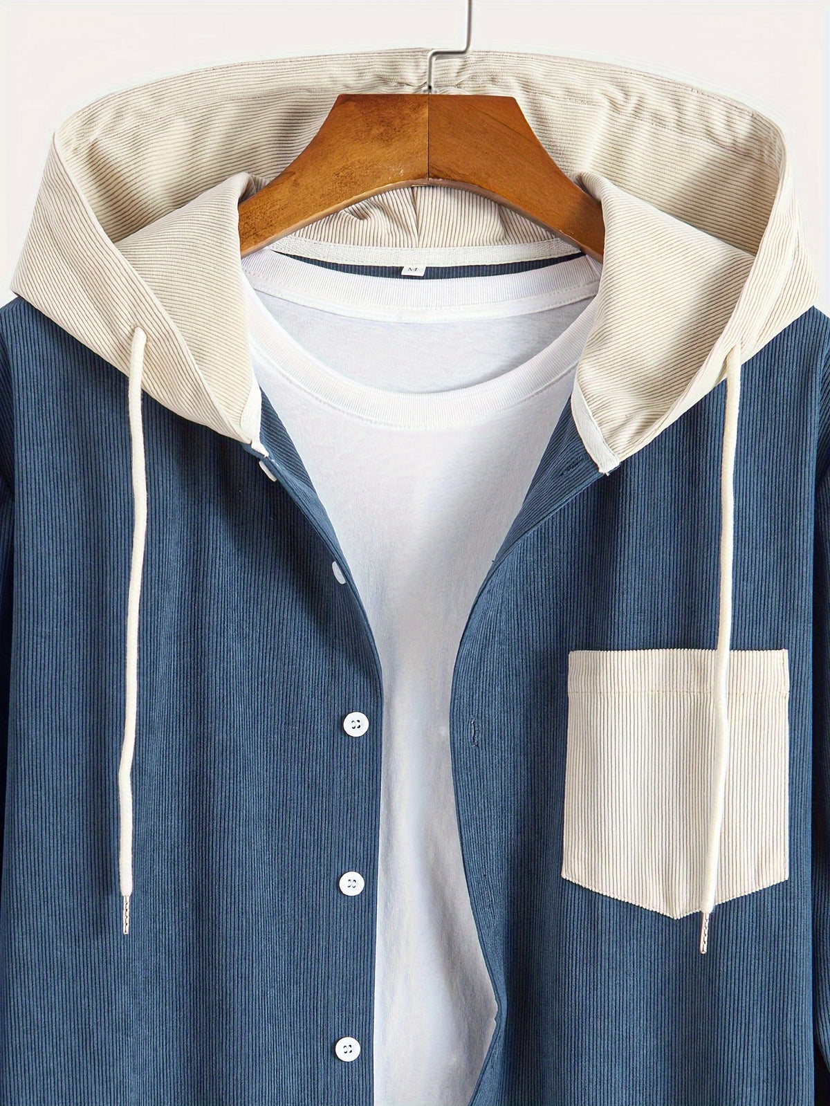 Color-Block Trendy Long Sleeve Hooded Jacket - Peacock Blue