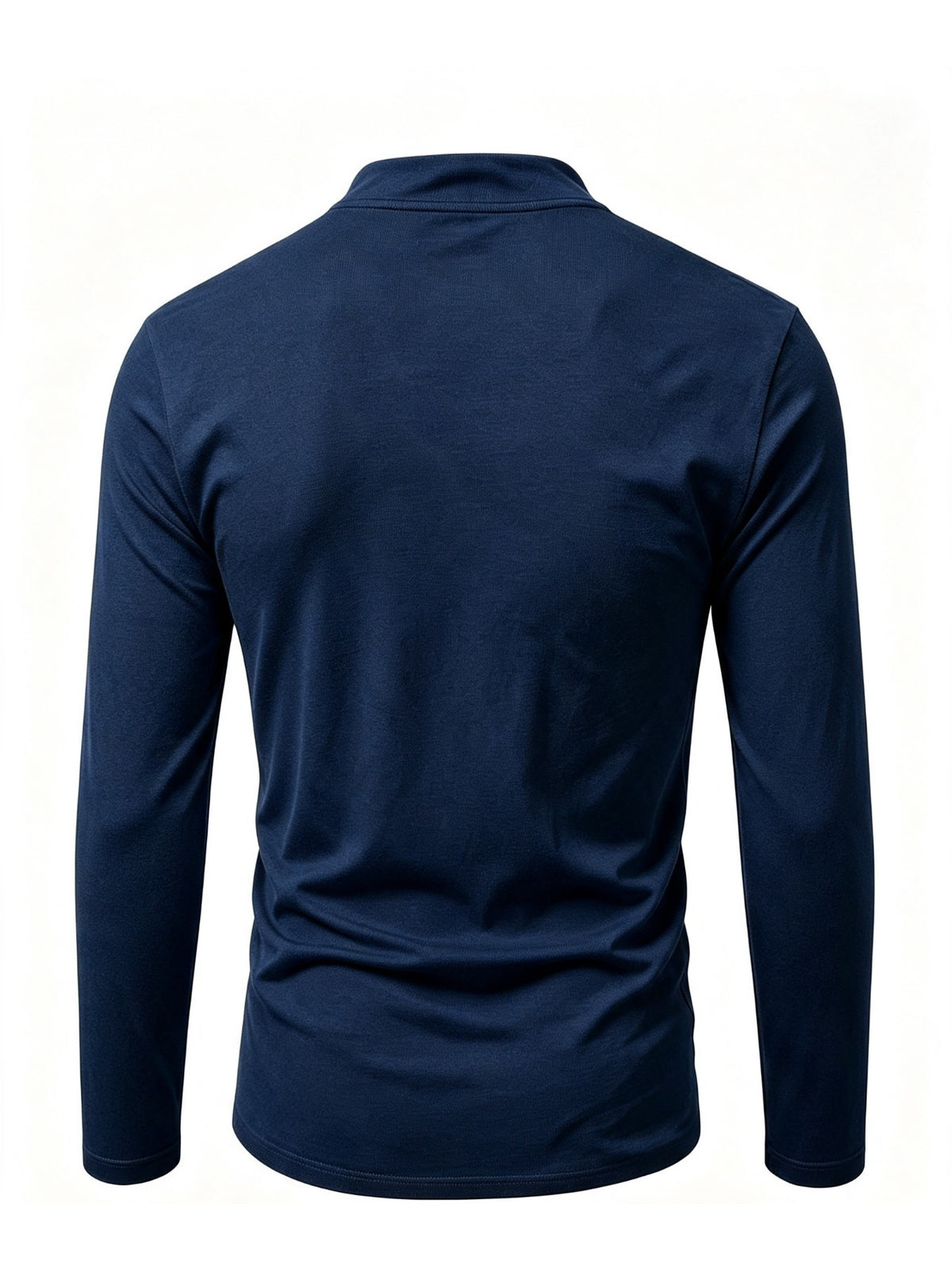 2026 New Men'S Stand Collar Cross-Strap Long Sleeve Shirt, Unique Cross-Strap Neckline Design Eye-Catching, Chest Repeating Letter Cartoon Print Trendy Individual, All-Season Wearable Inner Layer, Commute And Casual Versatile Top - Navy Color