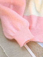 White-pink Gradient Loose Sweater, New Early Autumn Style, Uniquely Elegant, Versatile Top for Home and Office - White