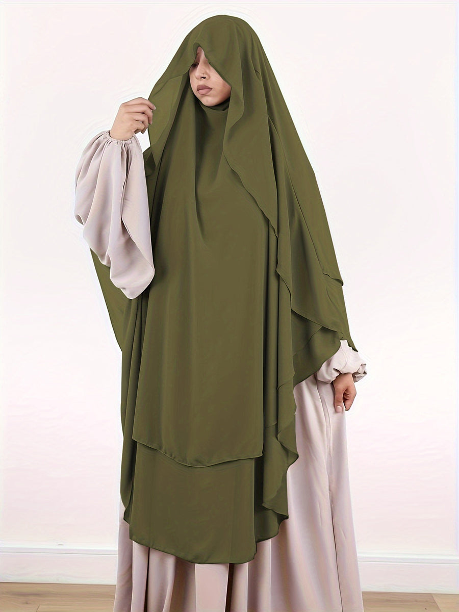 Elegant Flowy Head Wrap, Breathable Lightweight Fabric Casual Head Cover Suitable for Daily Outdoor and Home Styling - Olive Green