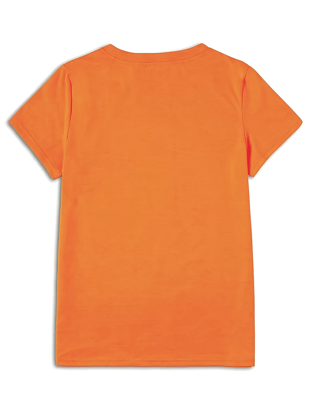 Sunflower Pattern Print - with Bow Design - Casual Round Neck, Short Sleeve, Spring/summer Fashion T-shirt - Orange