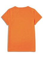 Sunflower Pattern Print - with Bow Design - Casual Round Neck, Short Sleeve, Spring/summer Fashion T-shirt - Orange