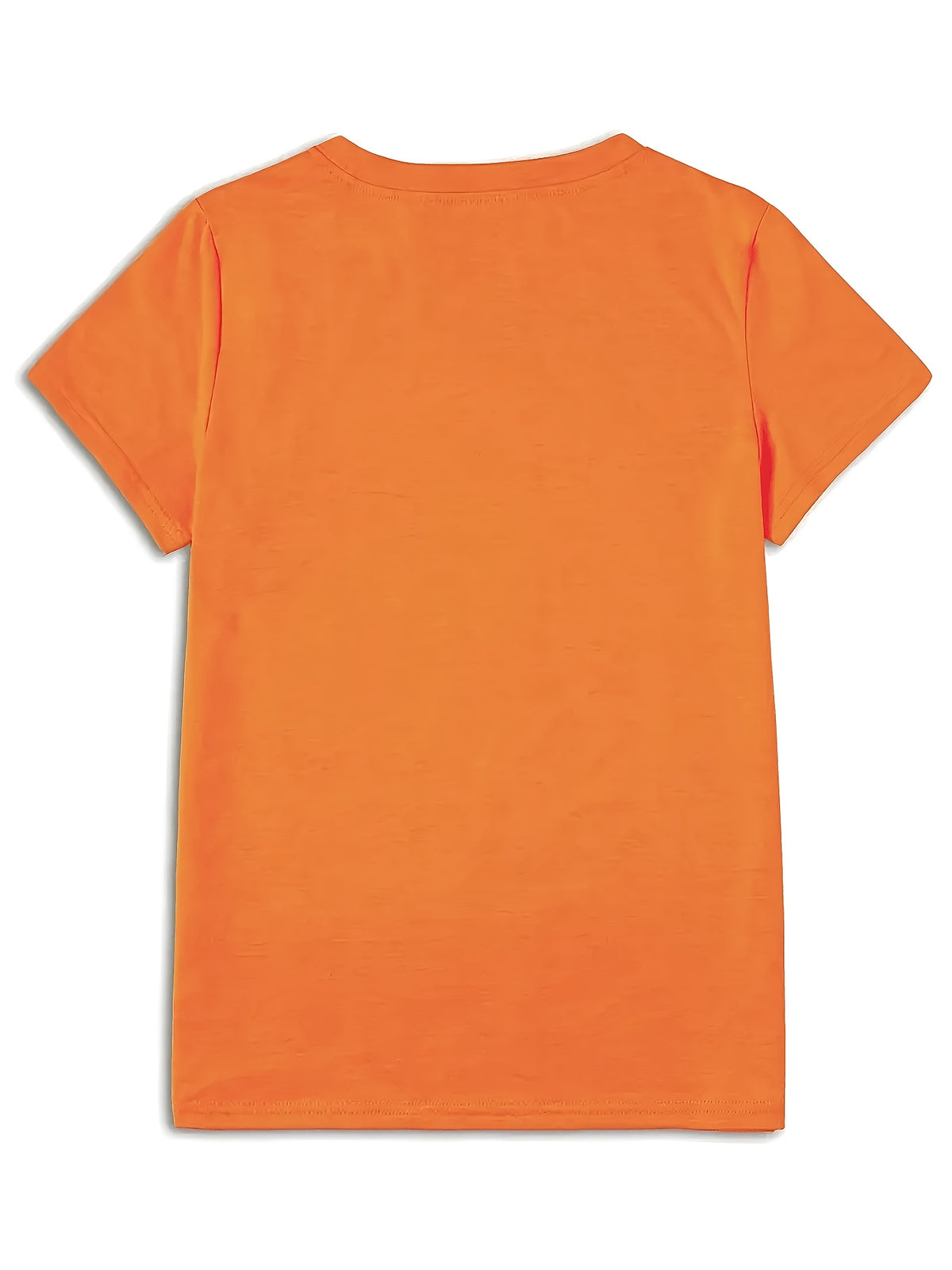 Sunflower Pattern Print - with Bow Design - Casual Round Neck, Short Sleeve, Spring/summer Fashion T-shirt - Orange