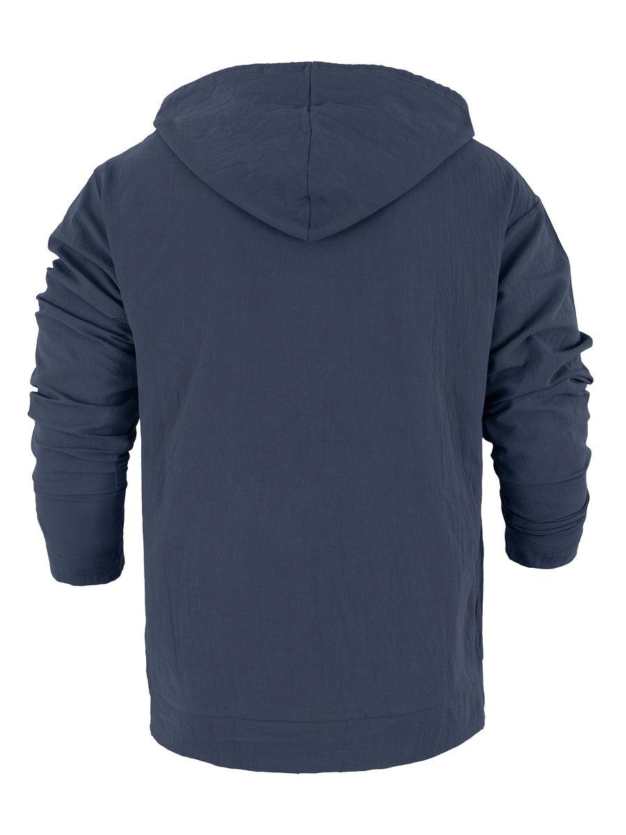 3pcs Men's Casual and Fashionable Hoodies, Made of Linen Material, Suitable for Outdoor Leisure, Adjustable Drawstring Hoodies, the First Choice Men's Tops in Spring and Autumn - White+navy+black