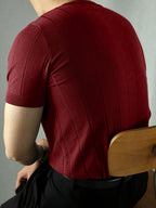 Men's Solid Rib-knit Top - Burgundy