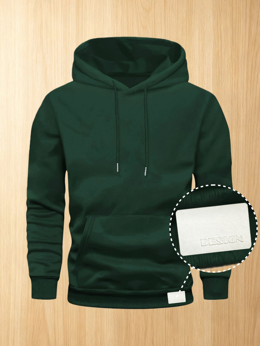 50%, 50%, Men'S Casual Pocket Ankle-Length Hooded Sweatshirt, Cuffs with Ribbed Bottom, Men'S Warm Fleece-Lined Sweatshirt for Global All-Season Base Layer - Dark Green