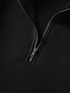 Men's Fashion Half-Zip Stand Collar Sweatshirt, Simple Red and Black Striped Logo Pattern, Autumn/Winter Casual Comfortable Versatile Sport Sweatshirt - Black