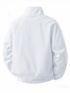 A Spring-Autumn Men'S Multi-Pocket Striped Sports Coat, a High-Quality School-Style Dress Shirt with a Campus Feel, a Comfortable Casual Windproof Jacket for Daily Use, a Stylish Bold Stripe Design for Street Fashion, And an Affordable Jacket - White
