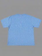 [Print Design - Non-Textured] Men'S Round Neck Drop Shoulder T-Shirt, Digital Print, No Texture, 100% Polyester, Sweat-Absorbent And Breathable, Men'S Washed Short Sleeve T-Shirt - Retro Distressed Style with Inspirational Slogan Print, Loose Fit - Light Blue