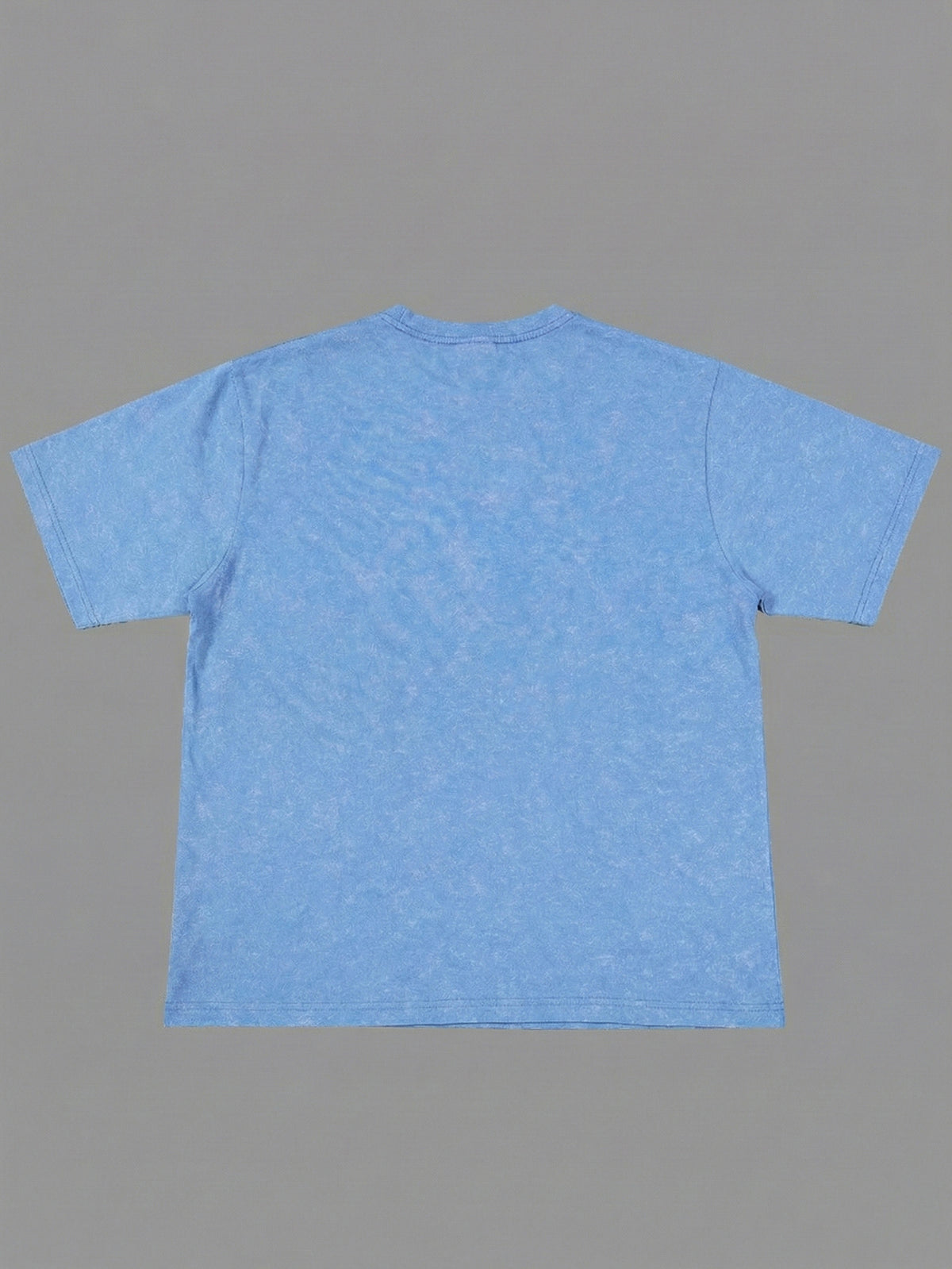 [Print Design - Non-Textured] Men'S Round Neck Drop Shoulder T-Shirt, Digital Print, No Texture, 100% Polyester, Sweat-Absorbent And Breathable, Men'S Washed Short Sleeve T-Shirt - Retro Distressed Style with Inspirational Slogan Print, Loose Fit - Light Blue