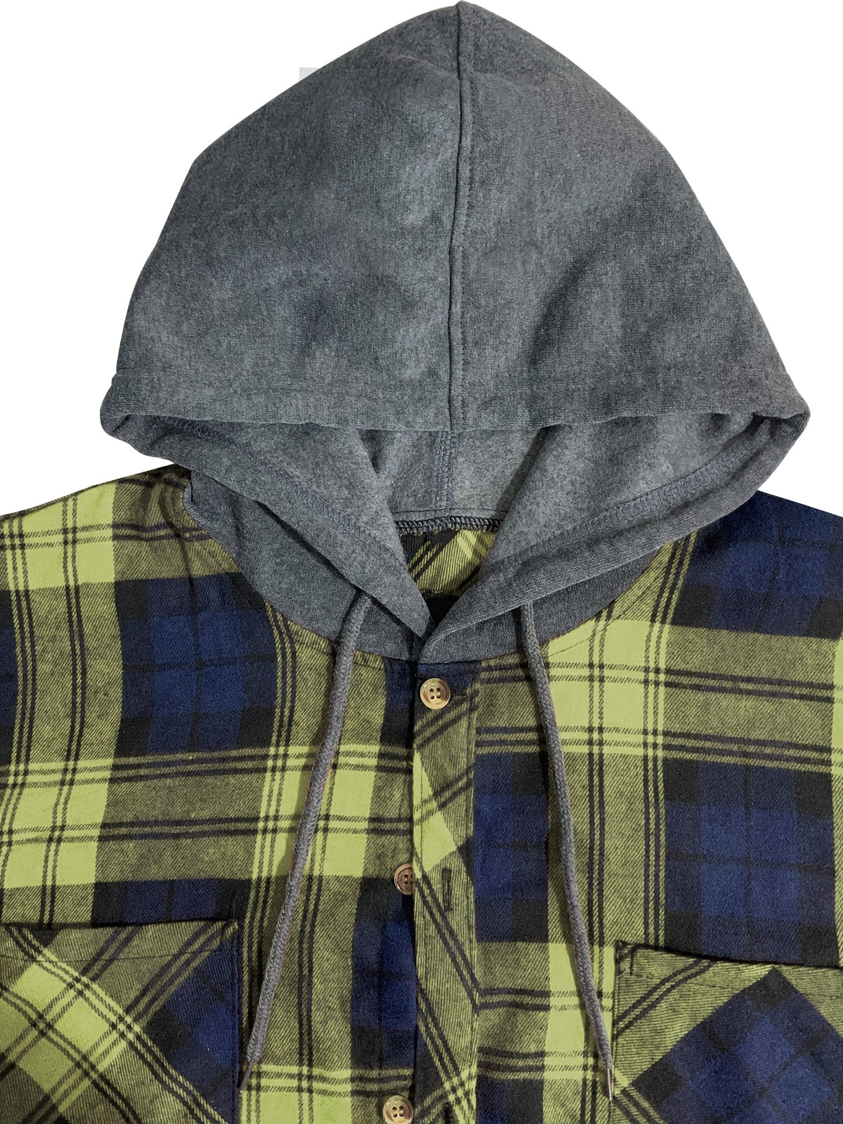 Men'S Plaid Hoodie Fashion Hoodie Fleece Shirt Price Long Sleeve Casual Button-Up Hoodie, Autumn Essentials - Yellow Navy Blue A4