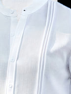 Cross-Border Men'S Casual Mandarin Collar Long Sleeve Shirt - White