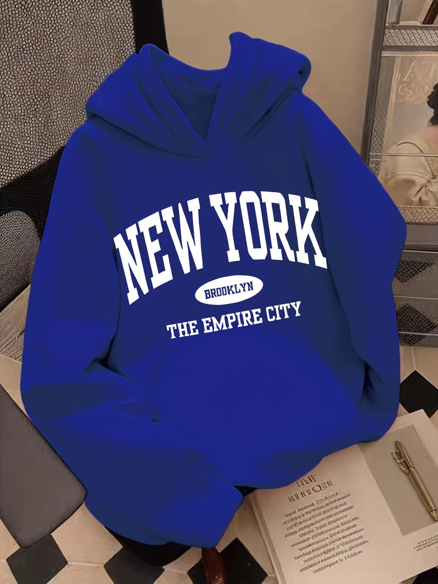 Fashion Printed Hoodie - Unisex Autumn/Winter Casual Streetwear Pullover, Soft -Lined Sweatshirt, Classic Design - Royal Blue