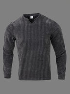 Men's Fashion Casual Long-Sleeve Henley Shirt | High-End Houndstooth Textured Jacquard Henley Collar T-Shirt | Notched V-Neck Design | Long-Sleeve Henley T-Shirt in a Loose and Comfortable Fit | Essential Golf Polo Attire | Breathable - Silvery Grey