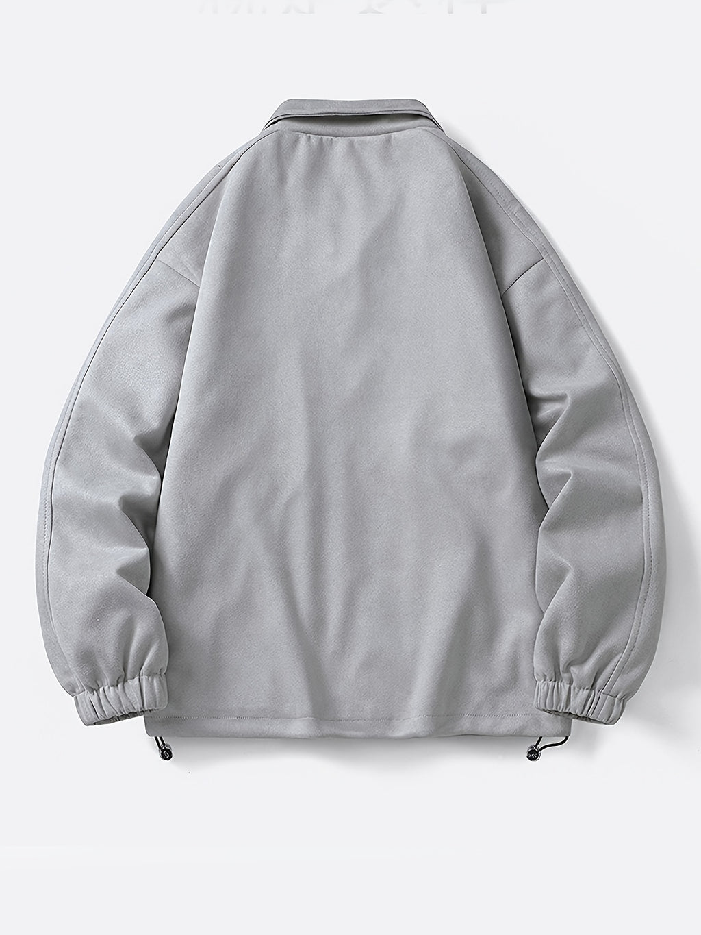 Men's Solid Color Stand Collar Zipper Jacket, New Spring/Autumn Simple Casual Workwear Outerwear, Loose-Fitting Versatile Fashion Top with Inner Pockets, Elastic Cuffs and Hem, Men's Daily Commuter Jacket - Light Grey