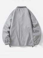Men's Solid Color Stand Collar Zipper Jacket, New Spring/Autumn Simple Casual Workwear Outerwear, Loose-Fitting Versatile Fashion Top with Inner Pockets, Elastic Cuffs and Hem, Men's Daily Commuter Jacket - Light Grey