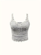 Fashion Lace Women's Tank Top - Beige