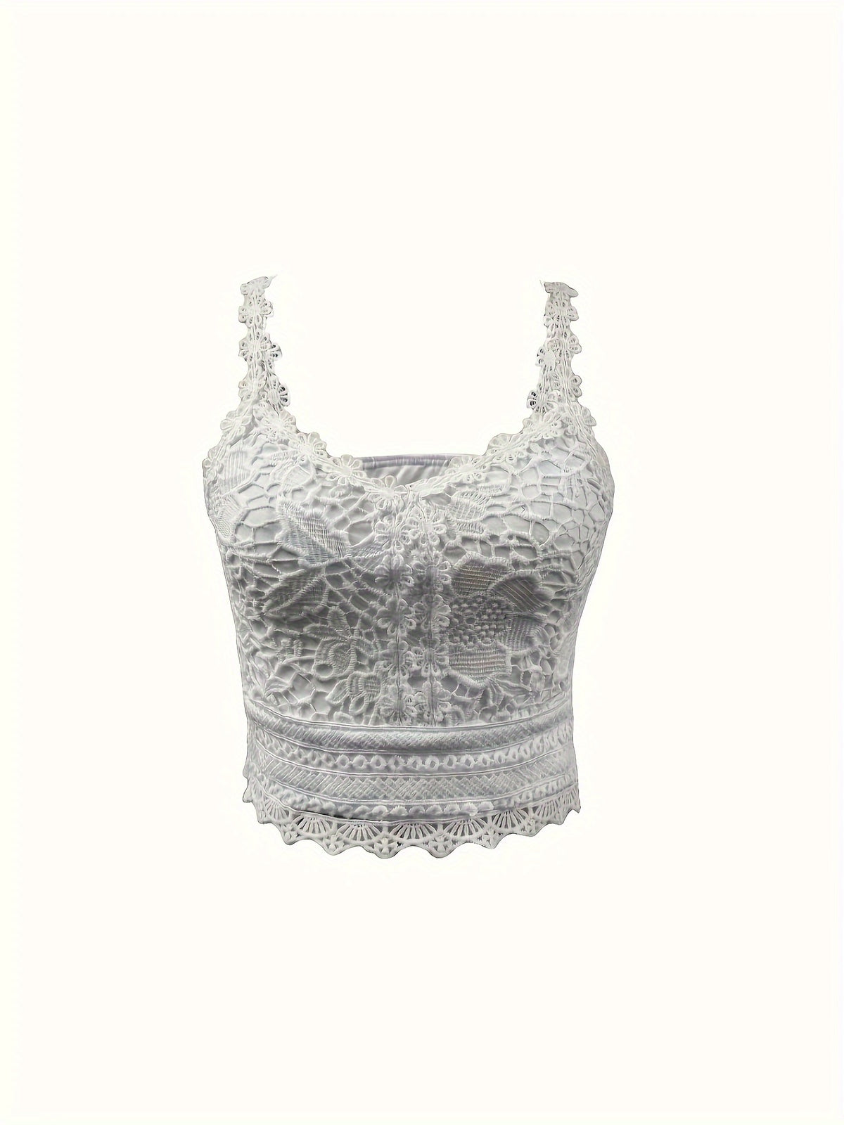 Fashion Lace Women's Tank Top - Beige
