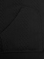 Men'S Casual V-Neck Cardigan Jacket, Retro 3D Jacquard Texture, Button-Front with Double Pockets, Knit Fabric Long Sleeve Top for Commute, Shopping, And Social Gatherings, Light Casual Business Style, Spring/Autumn Relaxed Fit - Black