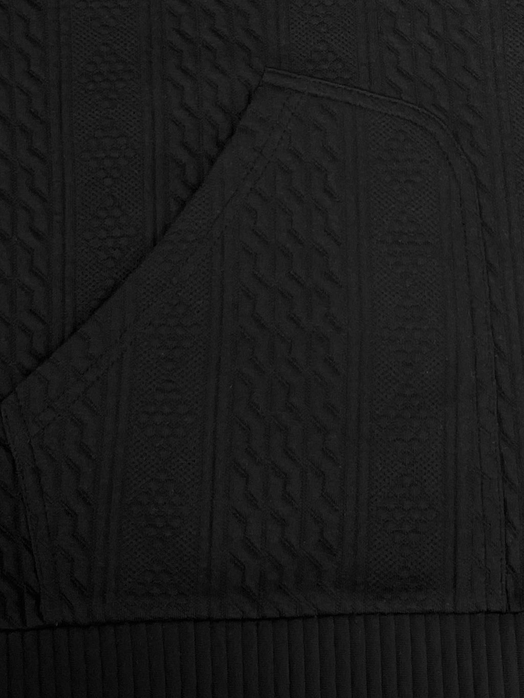 Men'S Casual V-Neck Cardigan Jacket, Retro 3D Jacquard Texture, Button-Front with Double Pockets, Knit Fabric Long Sleeve Top for Commute, Shopping, And Social Gatherings, Light Casual Business Style, Spring/Autumn Relaxed Fit - Black