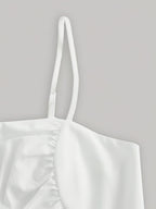 Solid Color Strapless Dress, Back-tie Wrap Dress - White