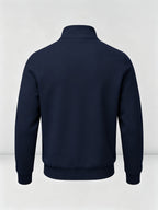 Men's Fashion Half-Zip Stand Collar Sweatshirt, Simple Red and Black Striped Logo Pattern, Autumn/Winter Casual Comfortable Versatile Sport Sweatshirt - Navy Color