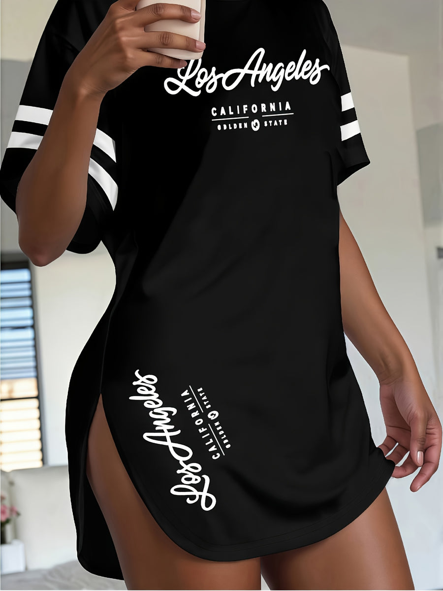 Summer New European And American Style Women'S Floral Print Loose Fit Casual Short Sleeve T-Shirt Top - Black 1