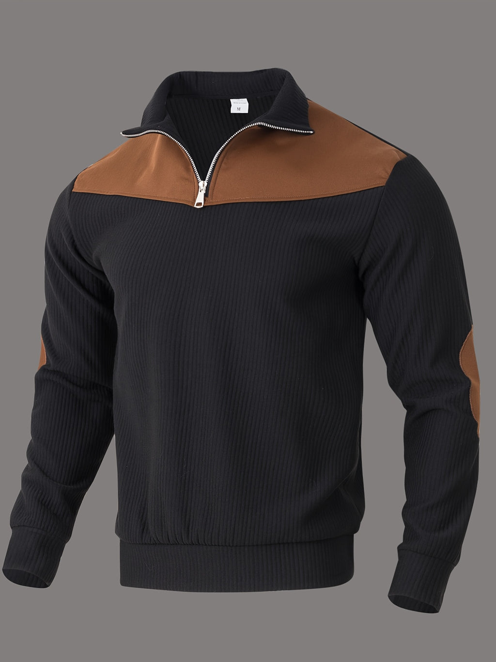 1pc Men'S Thick Plaid Long Sleeve T-Shirt Sweater | Premium Plaid Texture Jacquard Knit Thick Fabric | V-Neck Design | Loose Comfortable Fit | Essential Street Outdoor Casual Wear | Breathable Warm And Skin-Friendly | Indoor Gatherings And Outdoor S - Black