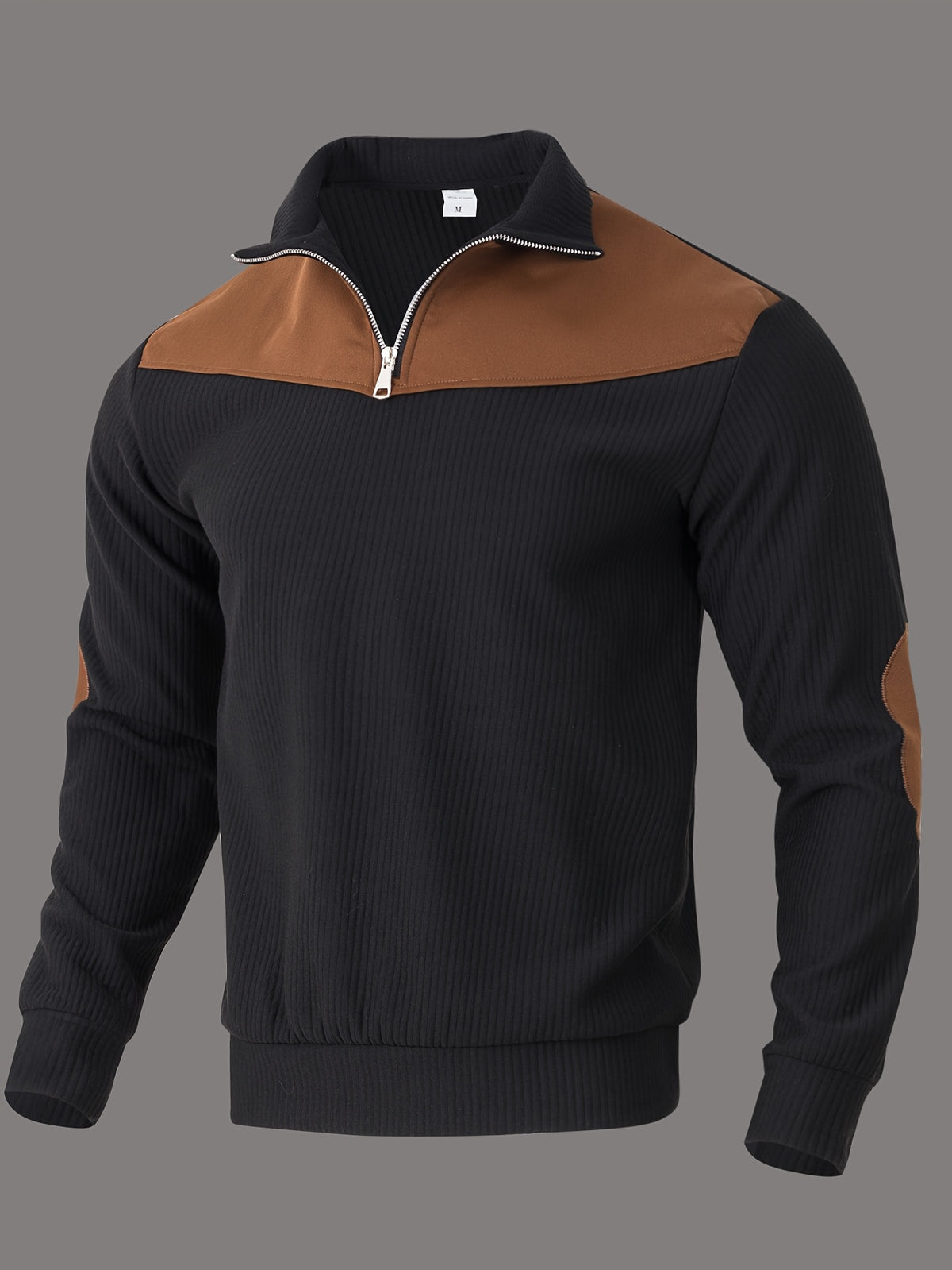 1pc Men'S Thick Plaid Long Sleeve T-Shirt Sweater | Premium Plaid Texture Jacquard Knit Thick Fabric | V-Neck Design | Loose Comfortable Fit | Essential Street Outdoor Casual Wear | Breathable Warm And Skin-Friendly | Indoor Gatherings And Outdoor S - Black