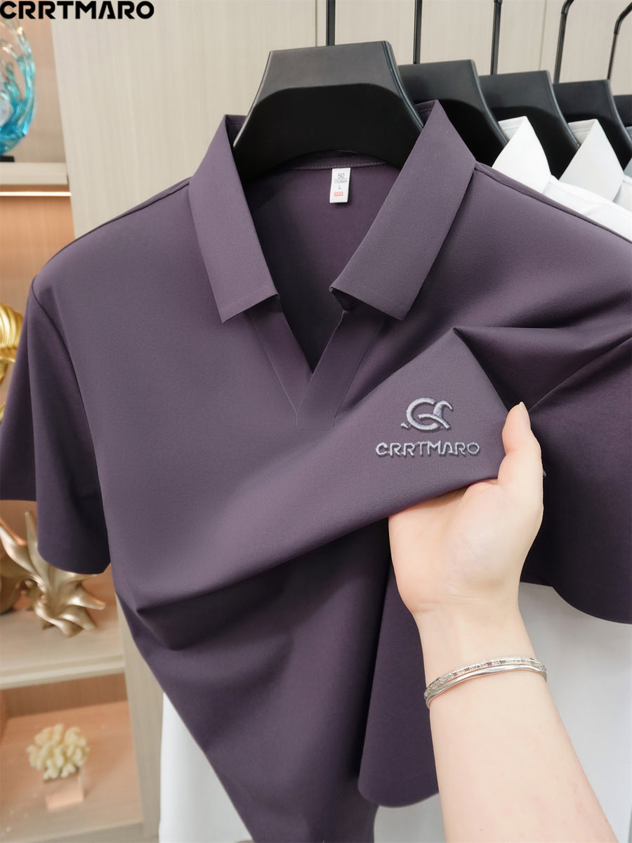 Cartama CRRTMARO Summer New Men'S Short Sleeve Polo Shirt Easy Business Casual High-End Breathable Half Sleeve T-Shirt Men'S Wear Yongxing - Purple