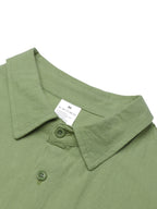 Retro Casual Men'S Long Sleeve Cardigan Shirt TOHATSU Logo Easy Letter Print Textured Loose Casual Shirt - Military Green