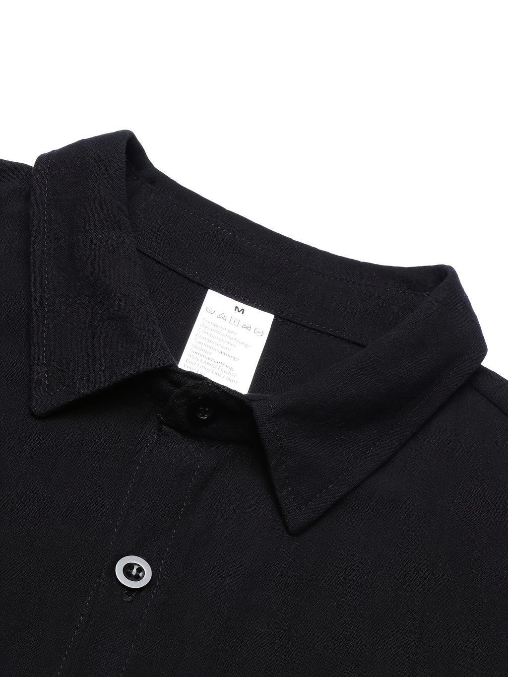 4pcs Set Men's Spring/Autumn New Trendy Fashion Solid Color Linen Long Sleeve Button-Up Lapel Top for Daily Commuting, Outings, Fitness, Vacation, Business, Casual, and Sports - Black + Army Green + Khaki + Light Blue