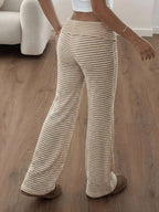 Women'S Tummy Control Striped Loose Low-Rise Casual Long Pants - Stripe