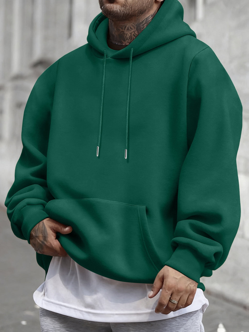 [Christmas Big ] Autumn Winter Men'S Warm Comfortable Hoodie, Y2K Graffiti Trendy Sweatshirt, Classic Practical Kangaroo Pockets, Retro Hip-Hop Street Style Men'S Casual Top, High Comfort Warm Fabric - Dark Green