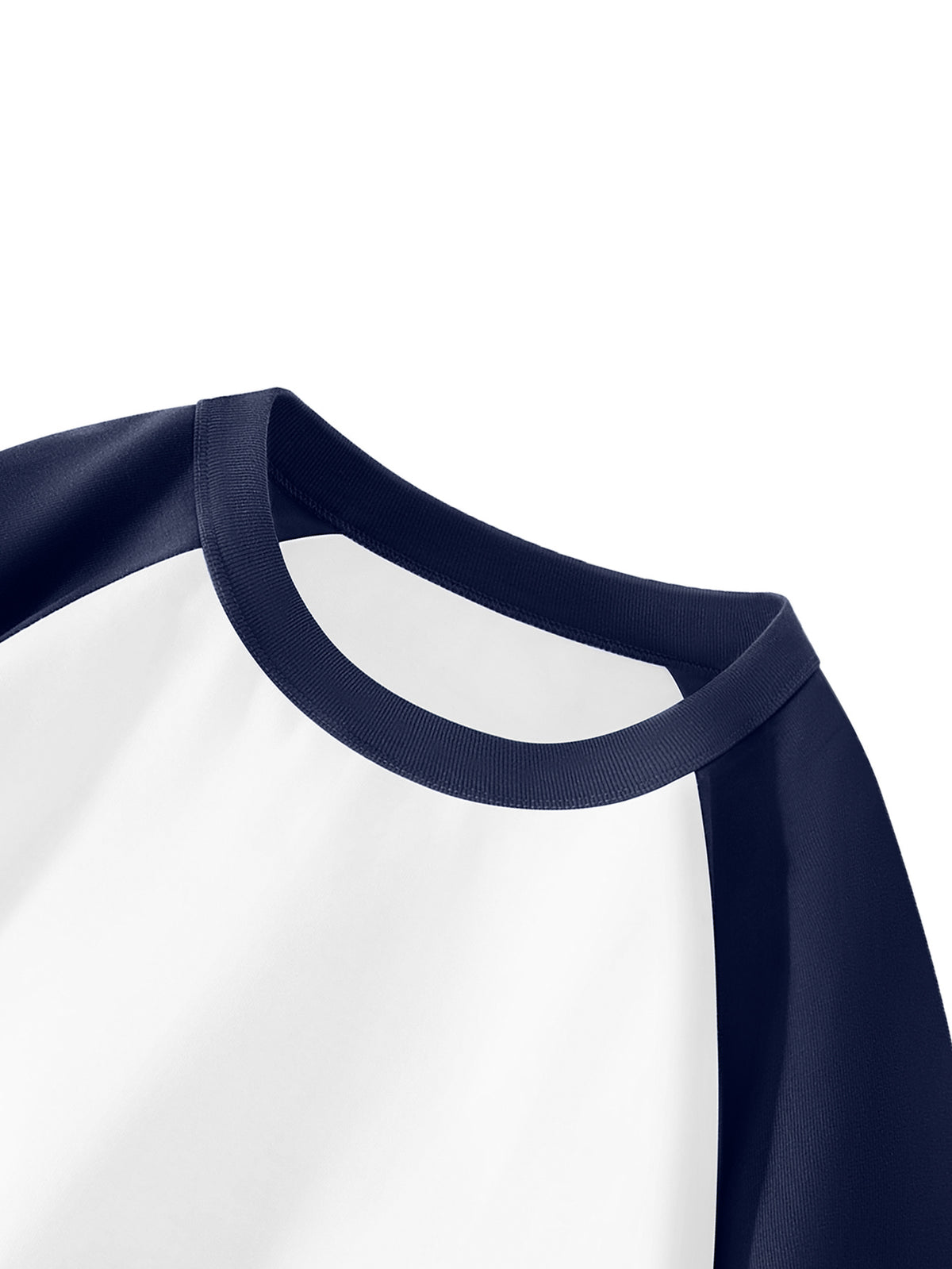 Hualian 100% Contrast Patch Shoulder Long Sleeve T-Shirt Men'S Round Neck Color-Block Casual Spring Autumn Versatile Base Layer - Navy Color