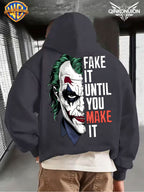 WB Warner Men'S New Trendy Hoodie, Clown-Themed Printed Design Hoodie, Daily Casual Drawstring Hoodie, Long Sleeve Hoodie, Machine Washable, Multifunctional Sports And Leisure Loose Fit Men'S Hoodie - Dark Gray