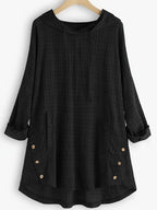 Casual Long-Sleeve Hooded Shirt, Asymmetrical Top, Stylish Plaid Blouse, Autumn Waist-Tied Outerwear for Women, Elegant Long-Sleeve Drawstring Shirt - Black