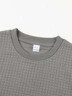 Men'S Waffle Knit T-Shirt, a Short Sleeve Crew Neck Casual Summer Top Featuring Premium Handcrafted Fashion Labeling. Made from Textured, Breathable Fabric with a Soft And Lightweight Feel, Offering a Comfortable Slim-Fit Design - Grey