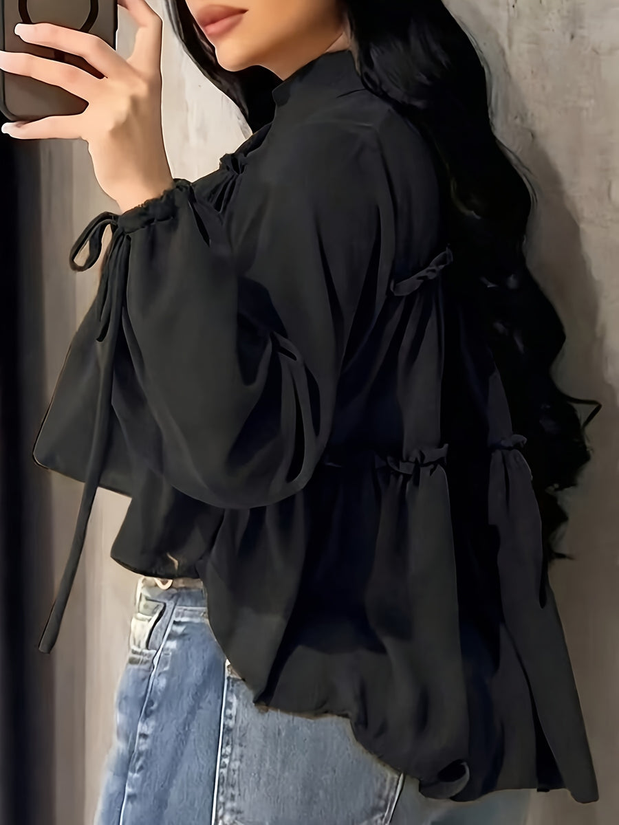 Women's Chiffon Shirt Vacation Beach Shirt - Black