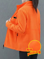 Autumn/Winter Women's Stand Collar Zipper Cardigan, Warm Jacket, Versatile Commuter Outdoor Top - Tangerine