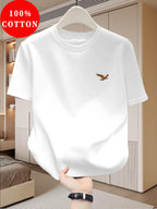 100%  Men's T-Shirt, Summer Lightweight Breathable Sweat Absorbent for Outdoor and Home Wear - White