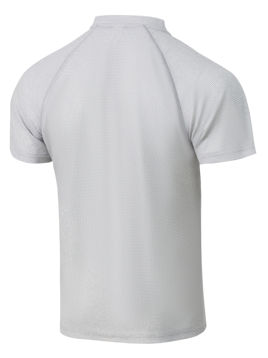 3-Pc Value Men'S Henley Shirt Short Sleeve Waffle Knit Breathable Stand Collar Polo Shirt Raglan Slim Fit Summer Sports Commute Versatile Top - Light Gray+white+black