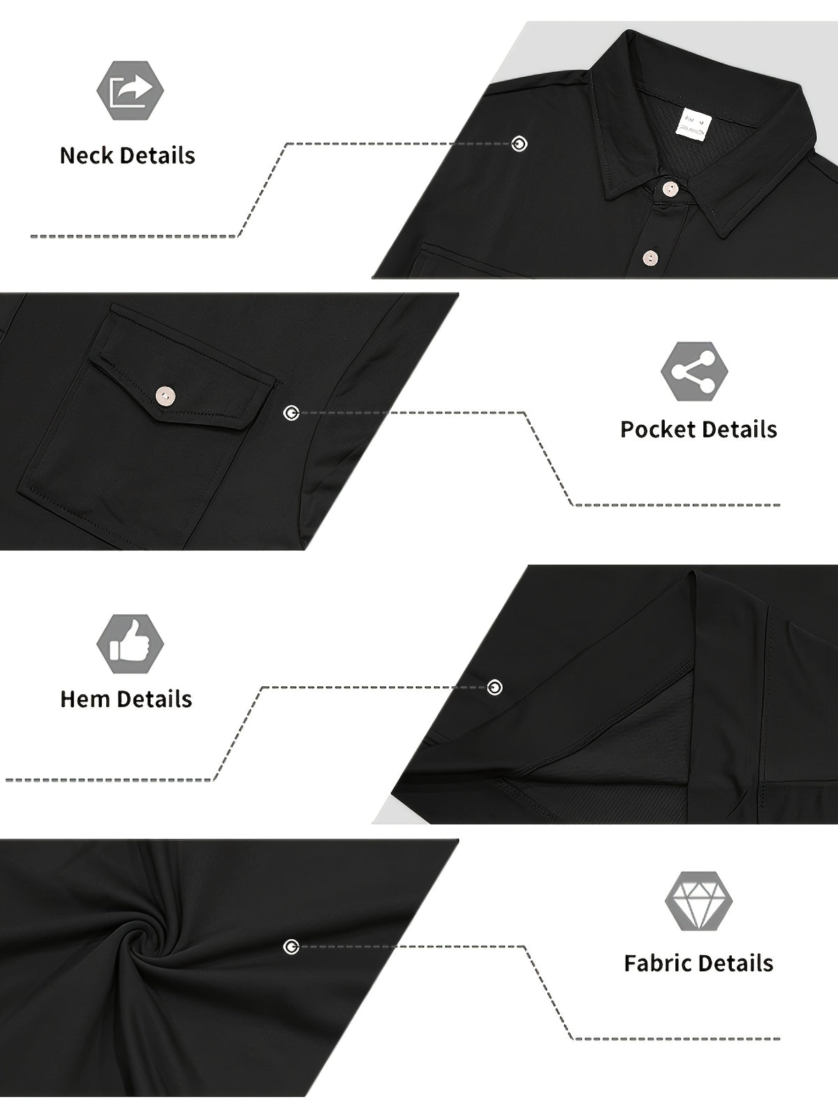 Autumn New Arrival 3pcs Set: Polo Collar Double Pocket Cargo Sweatshirt. Made of Thick Knitted Sweatshirt Fabric, Featuring a Half-zip Placket with Three Brown Vintage Buttons. Symmetrical Chest Cargo Pockets, Vintage Workwear Casual Style - Black Tibetan Deep