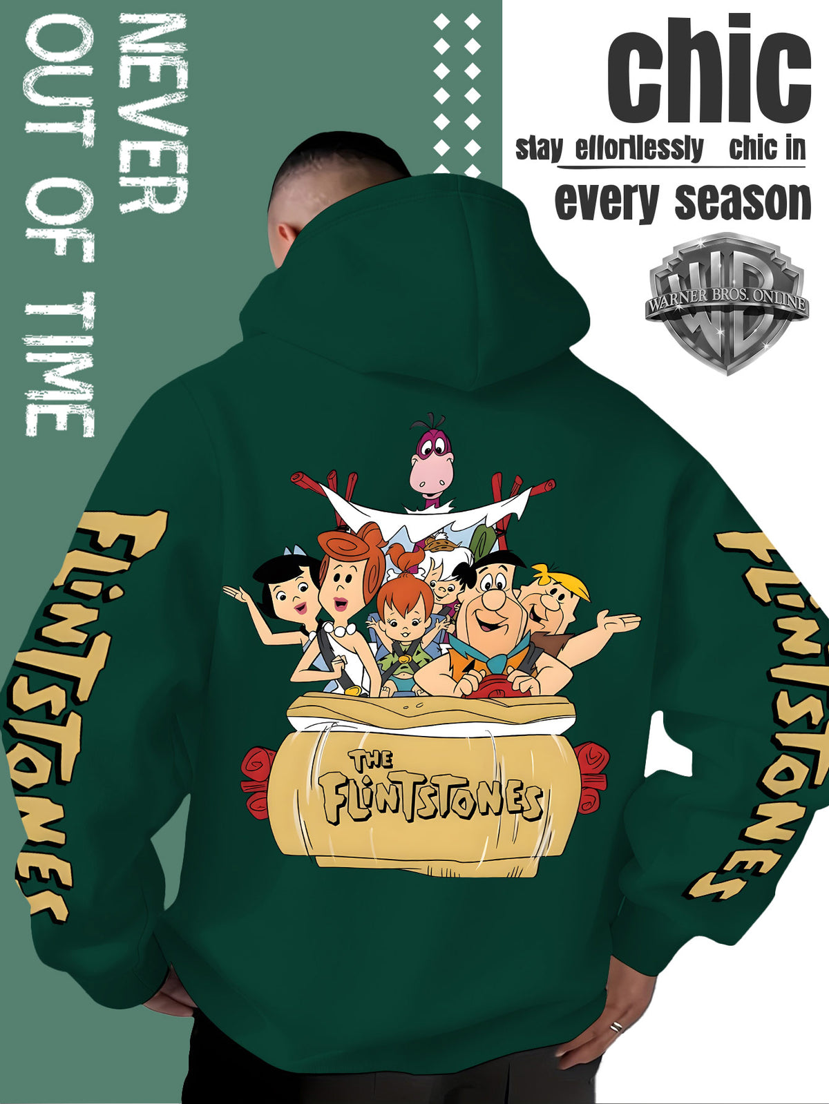 Men'S Hooded Sweatshirt, Cool American Retro Street Style, Classic Original Family Full Assembly Design, with Vintage Bold Font Decoration, Sleeve Theme Patterns, Machine Washable And Non-Deformable, Fall/Winter Skin-Friendly Warm Long Sleeve Top - Green
